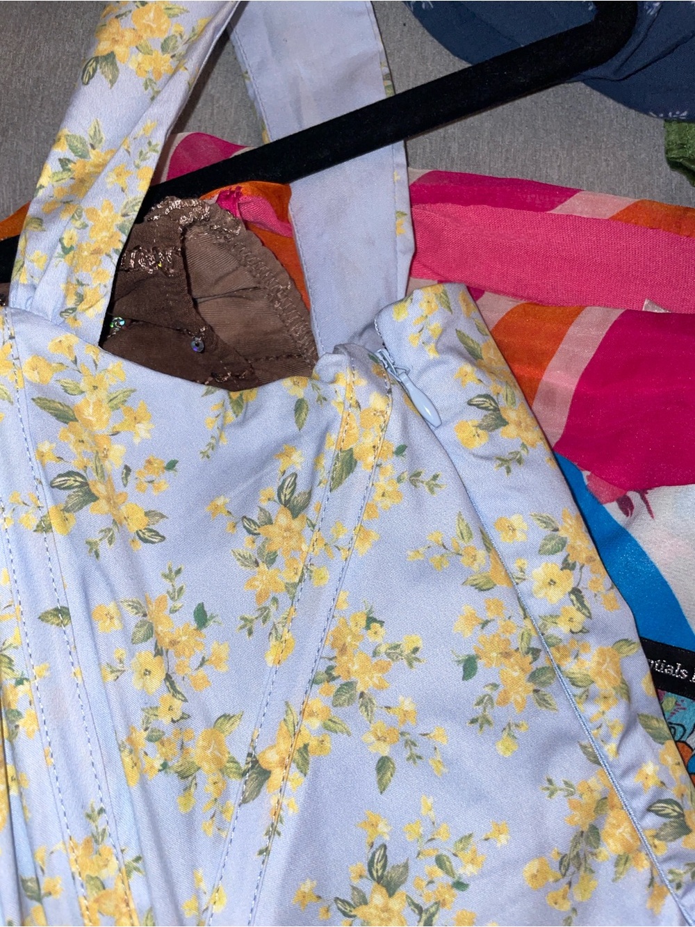 House of CB NET Light Blue and Yellow Floral Midi Dress - Picture 7 of 10